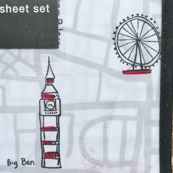 Kensie Home LONDON ENGLAND FULL SIZE Sheet Set - Big Ben Buckingham Palace - Picture 8 of 10